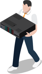 man carrying server rack